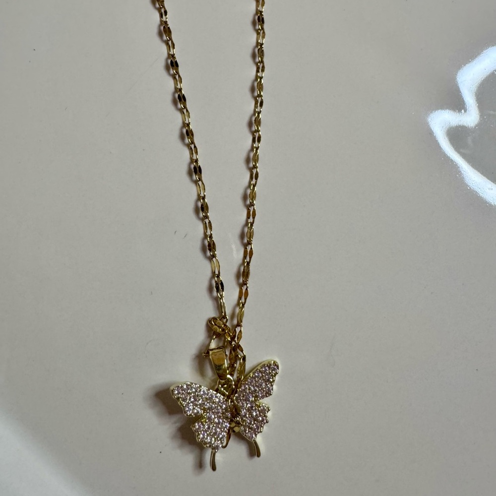 Gold Butterfly Pendant Necklace